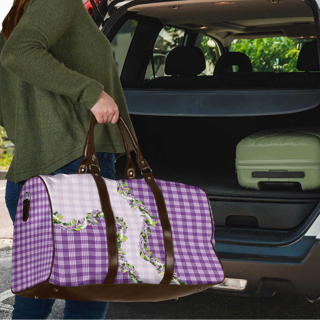 Violet Hawaii Palaka Travel Bag Maile Pikake Honohono Orchid Lei