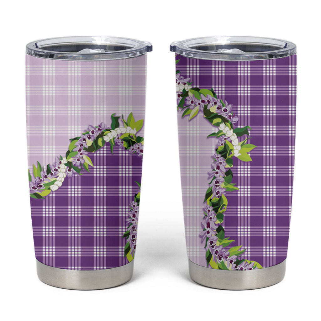 Violet Hawaii Palaka Tumbler Cup Maile Pikake Honohono Orchid Lei LT05 Violet - Polynesian Pride