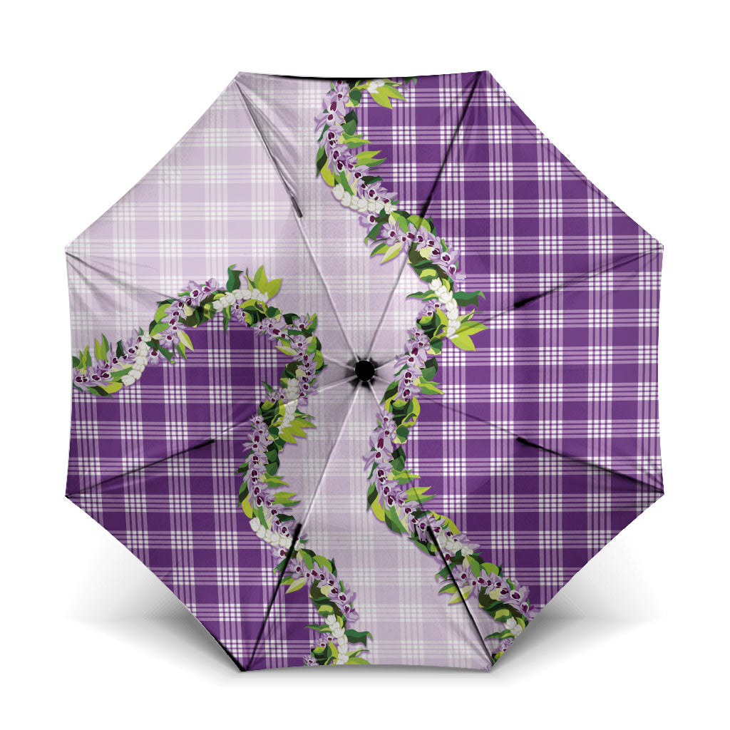 Violet Hawaii Palaka Umbrella Maile Pikake Honohono Orchid Lei LT05 One Size Folded 11.42 inch Opened Diameter 37.4 inch Violet - Polynesian Pride