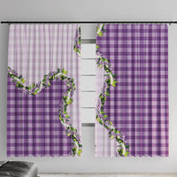 Violet Hawaii Palaka Window Curtain Maile Pikake Honohono Orchid Lei LT05 With Hooks Violet - Polynesian Pride