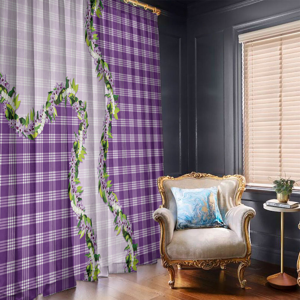 Violet Hawaii Palaka Window Curtain Maile Pikake Honohono Orchid Lei LT05 - Polynesian Pride