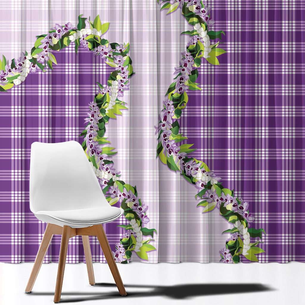 Violet Hawaii Palaka Window Curtain Maile Pikake Honohono Orchid Lei LT05 - Polynesian Pride