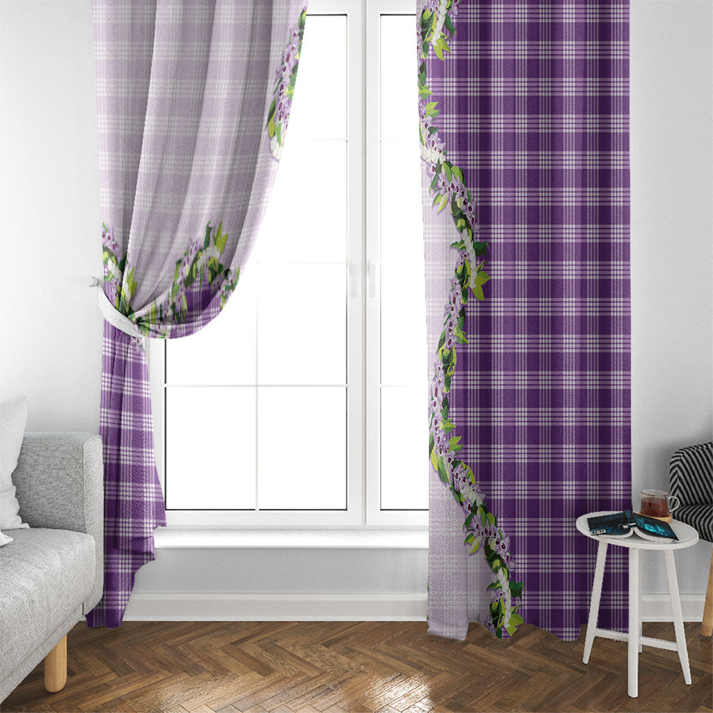 Violet Hawaii Palaka Window Curtain Maile Pikake Honohono Orchid Lei LT05 - Polynesian Pride