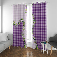 Violet Hawaii Palaka Window Curtain Maile Pikake Honohono Orchid Lei LT05 With Grommets Violet - Polynesian Pride