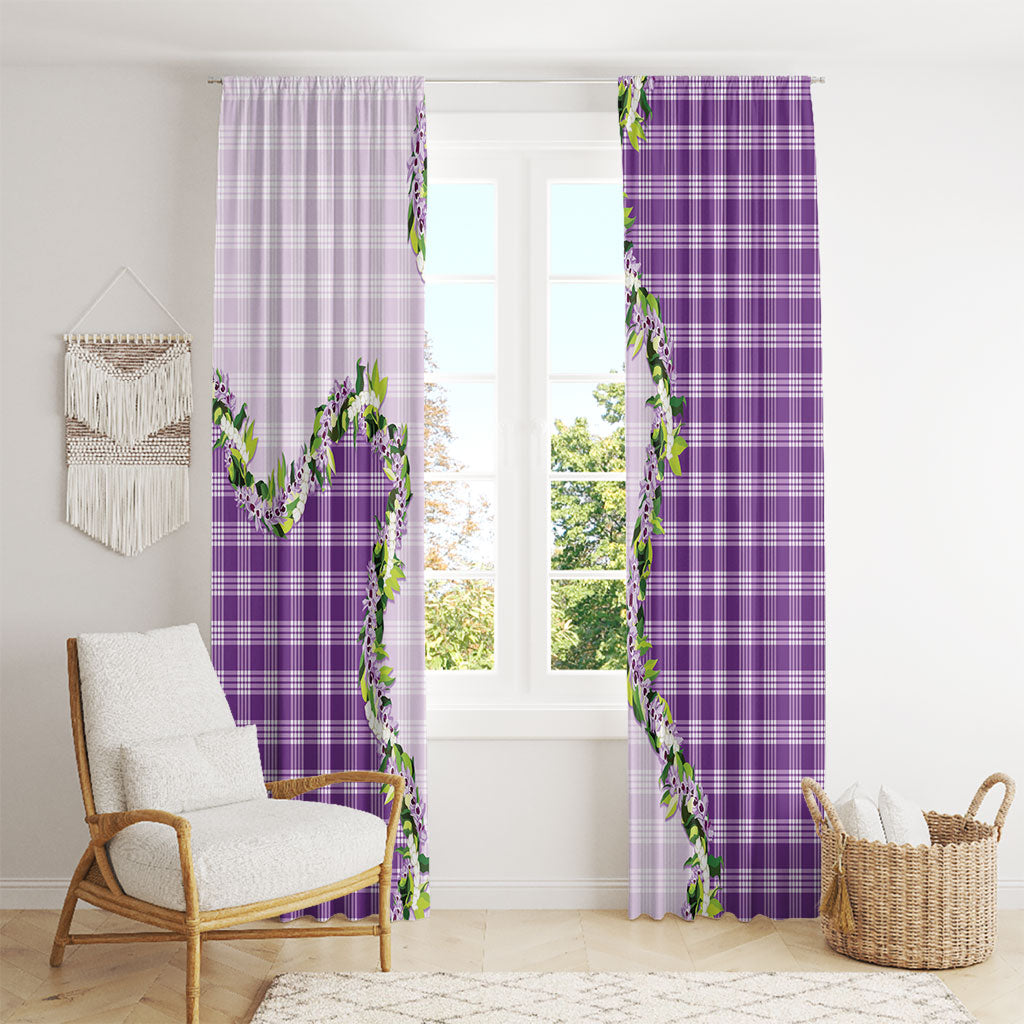 Violet Hawaii Palaka Window Curtain Maile Pikake Honohono Orchid Lei LT05 - Polynesian Pride