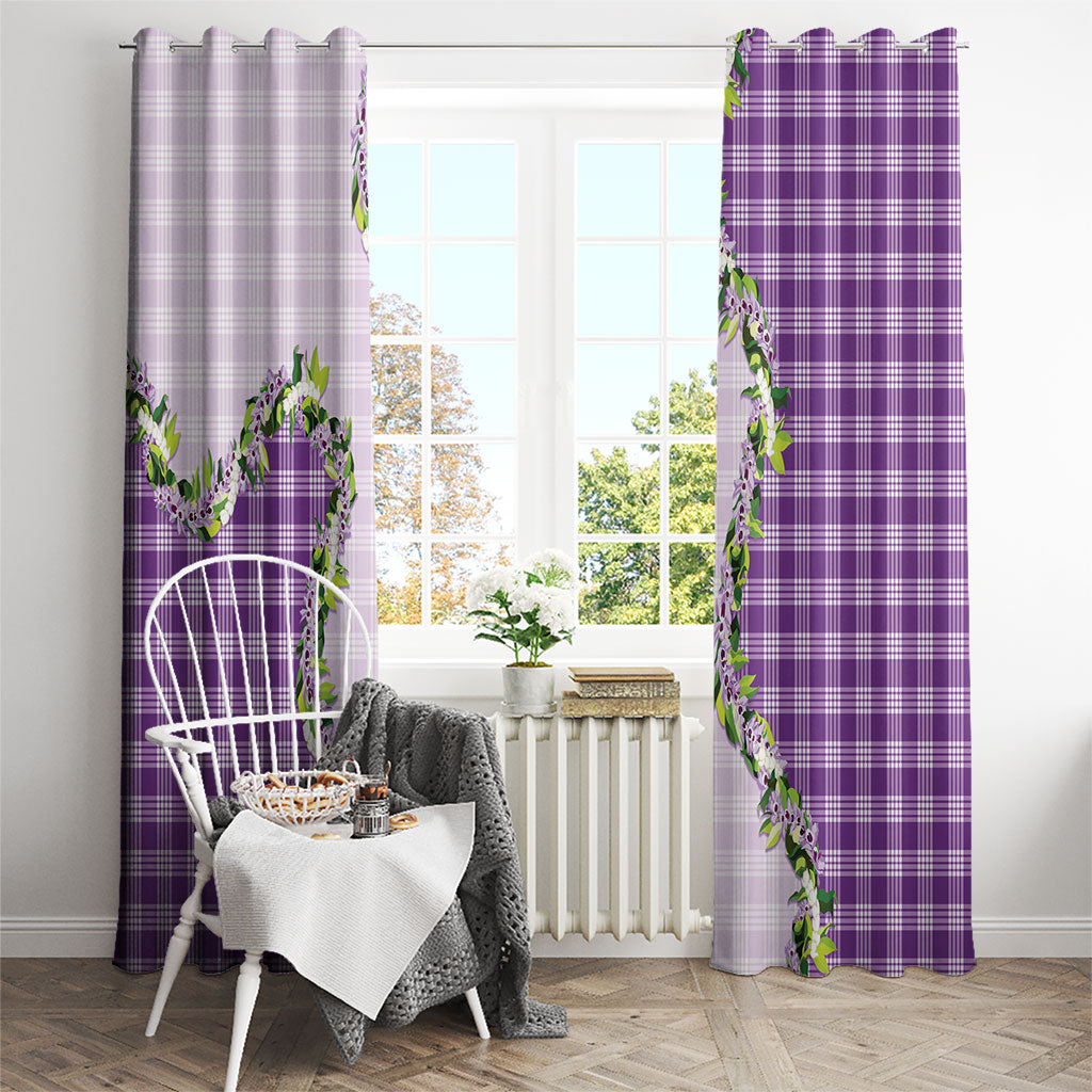 Violet Hawaii Palaka Window Curtain Maile Pikake Honohono Orchid Lei LT05 - Polynesian Pride