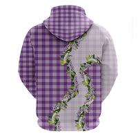 Violet Hawaii Palaka Zip Hoodie Maile Pikake Honohono Orchid Lei LT05 - Polynesian Pride