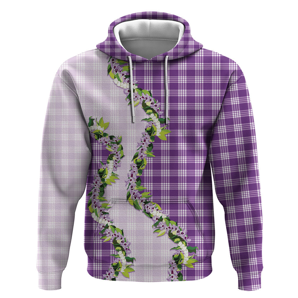 Violet Hawaii Palaka Zip Hoodie Maile Pikake Honohono Orchid Lei LT05 Pullover Hoodie Violet - Polynesian Pride