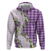 Violet Hawaii Palaka Zip Hoodie Maile Pikake Honohono Orchid Lei LT05 Pullover Hoodie Violet - Polynesian Pride