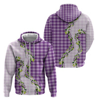 Violet Hawaii Palaka Zip Hoodie Maile Pikake Honohono Orchid Lei LT05 - Polynesian Pride