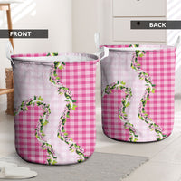 Pink Hawaii Palaka Laundry Basket Maile Pikake Honohono Orchid Lei LT05 - Polynesian Pride