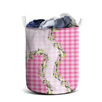 Pink Hawaii Palaka Laundry Basket Maile Pikake Honohono Orchid Lei LT05 - Polynesian Pride