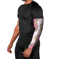 Pink Hawaii Palaka Arm Sleeves Maile Pikake Honohono Orchid Lei