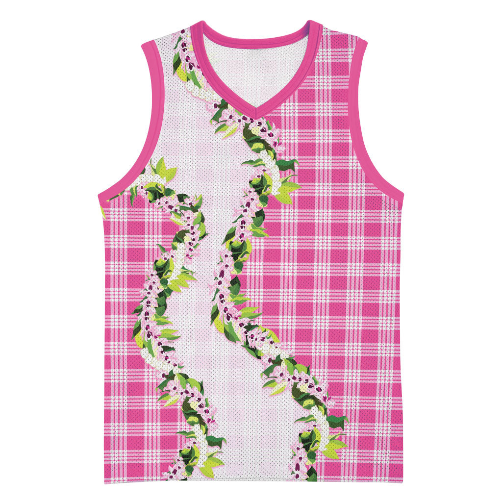 Pink Hawaii Palaka Basketball Jersey Maile Pikake Honohono Orchid Lei LT05 Unisex Pink - Polynesian Pride