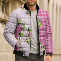 Pink Hawaii Palaka Bomber Puffer Jacket Maile Pikake Honohono Orchid Lei LT05 - Polynesian Pride