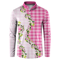 Pink Hawaii Palaka Button Sweatshirt Maile Pikake Honohono Orchid Lei LT05 Pink - Polynesian Pride
