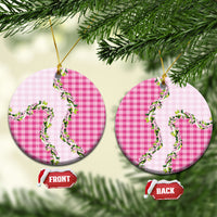 Pink Hawaii Palaka Ceramic Ornament Maile Pikake Honohono Orchid Lei