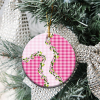 Pink Hawaii Palaka Ceramic Ornament Maile Pikake Honohono Orchid Lei