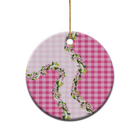 Pink Hawaii Palaka Ceramic Ornament Maile Pikake Honohono Orchid Lei