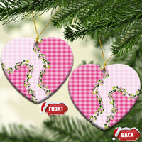 Pink Hawaii Palaka Ceramic Ornament Maile Pikake Honohono Orchid Lei