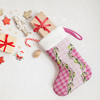Pink Hawaii Palaka Christmas Stocking Maile Pikake Honohono Orchid Lei LT05 - Polynesian Pride