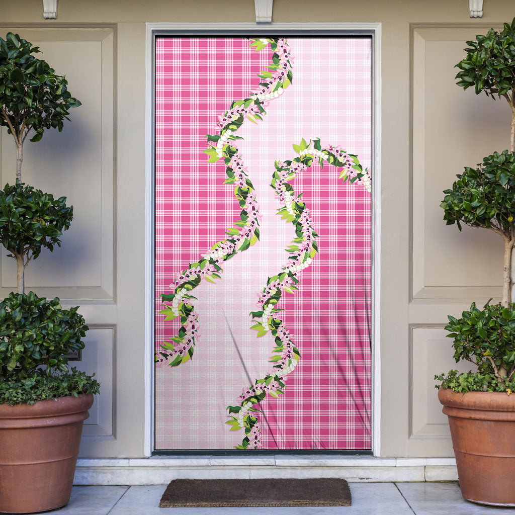 Pink Hawaii Palaka Door Cover Maile Pikake Honohono Orchid Lei LT05 Pink - Polynesian Pride