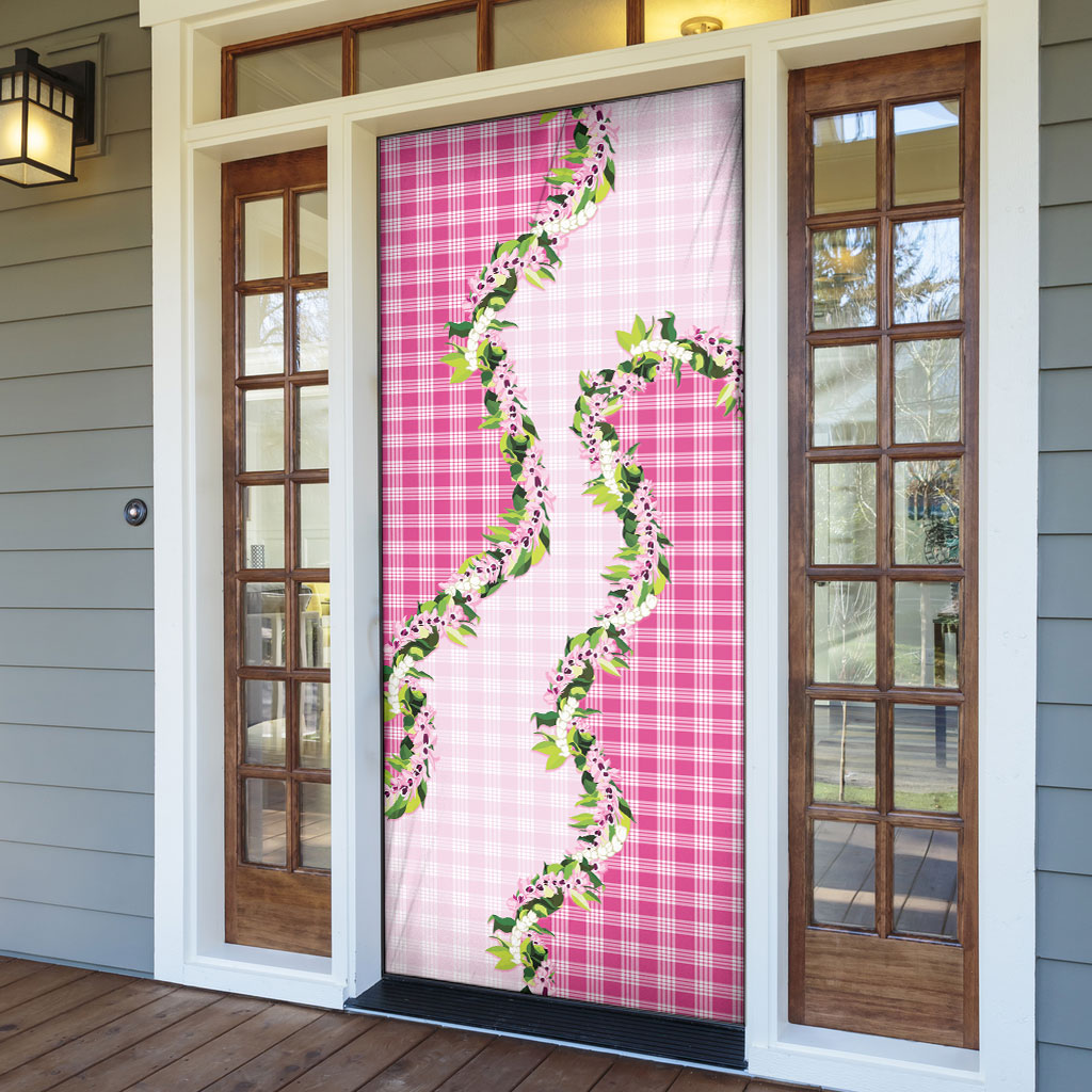 Pink Hawaii Palaka Door Cover Maile Pikake Honohono Orchid Lei LT05 - Polynesian Pride