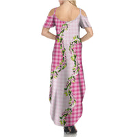 Pink Hawaii Palaka Family Matching Summer Maxi Dress and Hawaiian Shirt Maile Pikake Honohono Orchid Lei LT05 - Polynesian Pride