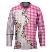 Pink Hawaii Palaka Hockey Jersey Maile Pikake Honohono Orchid Lei LT05 Unisex Pink - Polynesian Pride