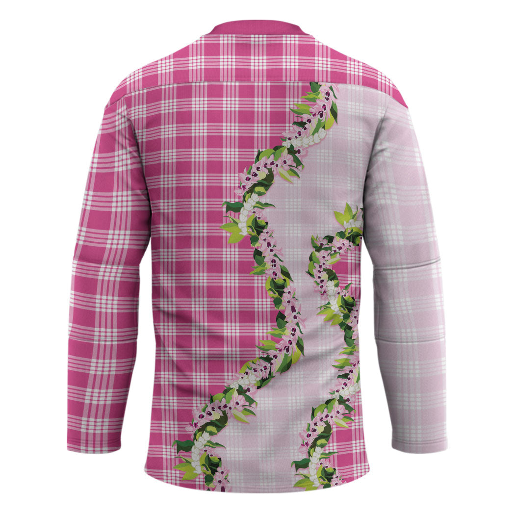 Pink Hawaii Palaka Hockey Jersey Maile Pikake Honohono Orchid Lei LT05 - Polynesian Pride