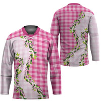 Pink Hawaii Palaka Hockey Jersey Maile Pikake Honohono Orchid Lei LT05 - Polynesian Pride