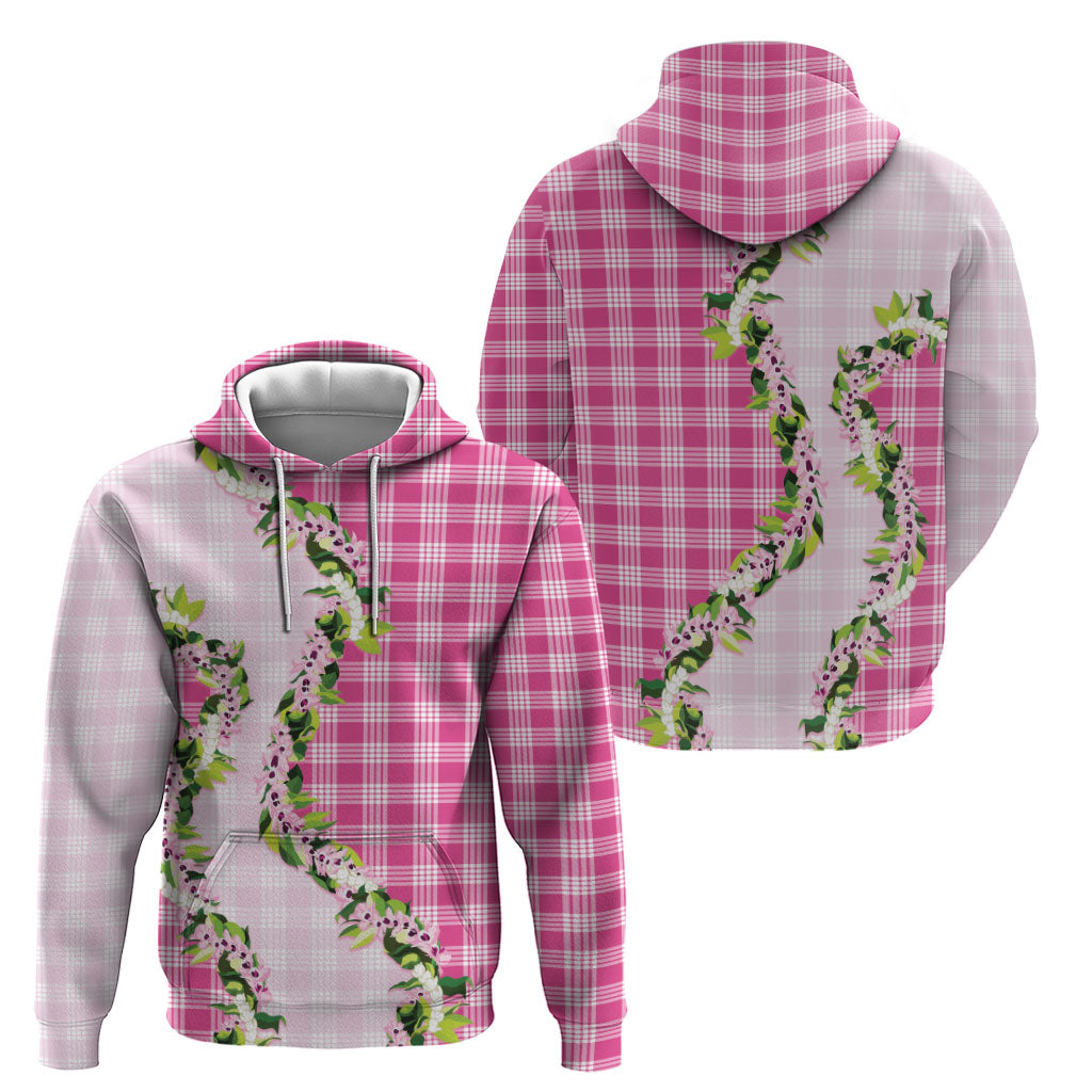Pink Hawaii Palaka Hoodie Maile Pikake Honohono Orchid Lei LT05 - Polynesian Pride