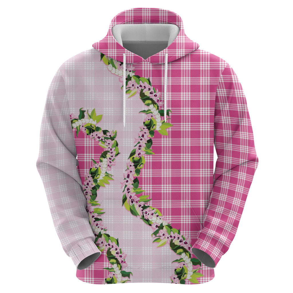 Pink Hawaii Palaka Hoodie Maile Pikake Honohono Orchid Lei LT05 - Polynesian Pride