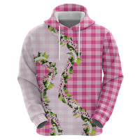 Pink Hawaii Palaka Hoodie Maile Pikake Honohono Orchid Lei LT05 - Polynesian Pride