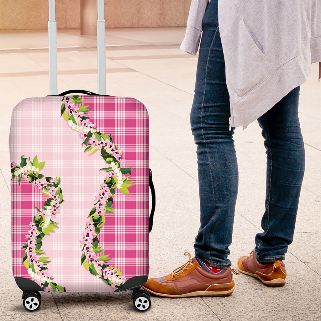 Pink Hawaii Palaka Luggage Cover Maile Pikake Honohono Orchid Lei LT05 Pink - Polynesian Pride