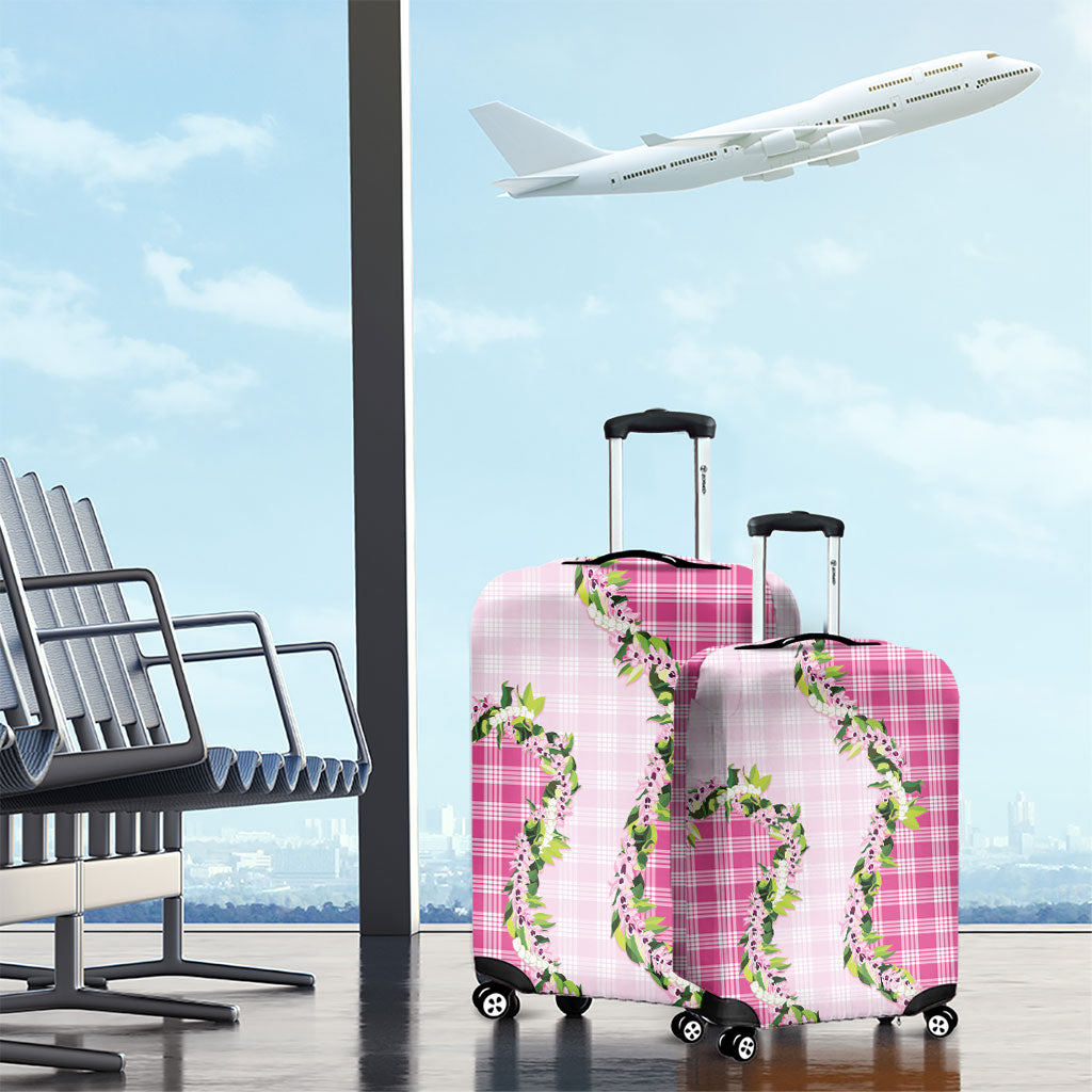 Pink Hawaii Palaka Luggage Cover Maile Pikake Honohono Orchid Lei LT05 - Polynesian Pride