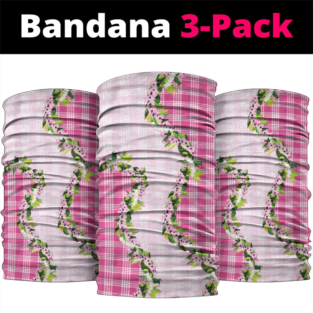 Pink Hawaii Palaka Neck Gaiter Maile Pikake Honohono Orchid Lei LT05 package One Size: 25*50cm Pink - Polynesian Pride