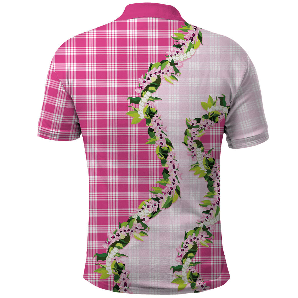 Pink Hawaii Palaka Polo Shirt Maile Pikake Honohono Orchid Lei LT05 - Polynesian Pride
