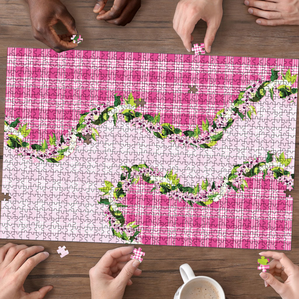Pink Hawaii Palaka Puzzle Maile Pikake Honohono Orchid Lei