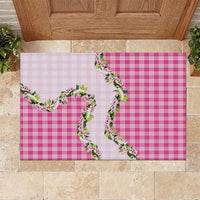 Pink Hawaii Palaka Rubber Doormat Maile Pikake Honohono Orchid Lei