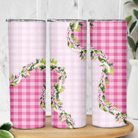 Pink Hawaii Palaka Skinny Tumbler Maile Pikake Honohono Orchid Lei LT05 - Polynesian Pride