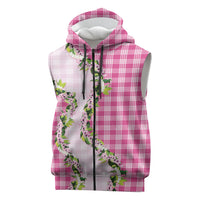 Pink Hawaii Palaka Sleeveless Zip Hoodie Maile Pikake Honohono Orchid Lei LT05 Pink - Polynesian Pride