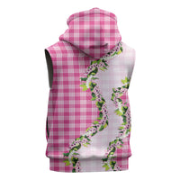 Pink Hawaii Palaka Sleeveless Zip Hoodie Maile Pikake Honohono Orchid Lei LT05 - Polynesian Pride