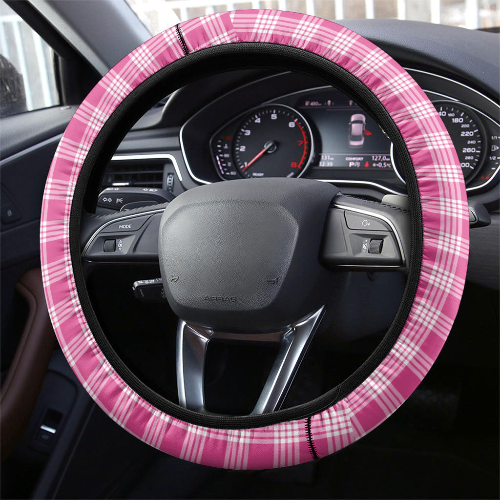 Pink Hawaii Palaka Steering Wheel Cover Maile Pikake Honohono Orchid Lei
