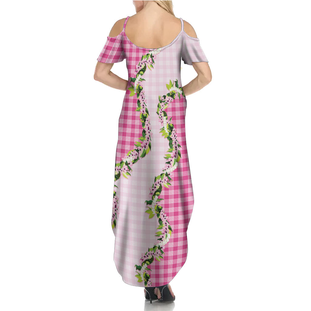Pink Hawaii Palaka Summer Maxi Dress Maile Pikake Honohono Orchid Lei LT05 - Polynesian Pride