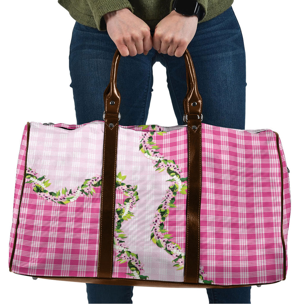 Pink Hawaii Palaka Travel Bag Maile Pikake Honohono Orchid Lei LT05 Pink - Polynesian Pride