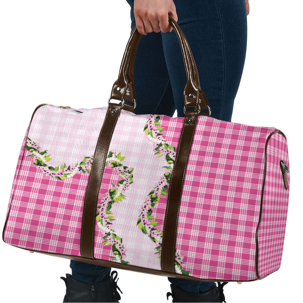 Pink Hawaii Palaka Travel Bag Maile Pikake Honohono Orchid Lei LT05 - Polynesian Pride