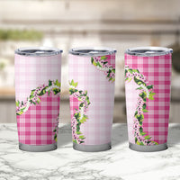 Pink Hawaii Palaka Tumbler Cup Maile Pikake Honohono Orchid Lei LT05 - Polynesian Pride