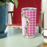 Pink Hawaii Palaka Tumbler Cup Maile Pikake Honohono Orchid Lei LT05 - Polynesian Pride