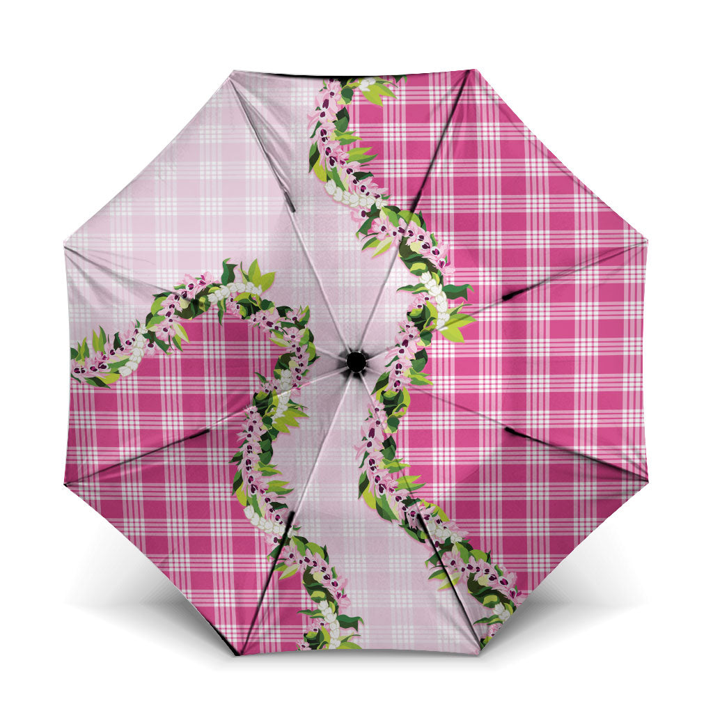 Pink Hawaii Palaka Umbrella Maile Pikake Honohono Orchid Lei LT05 One Size Folded 11.42 inch Opened Diameter 37.4 inch Pink - Polynesian Pride